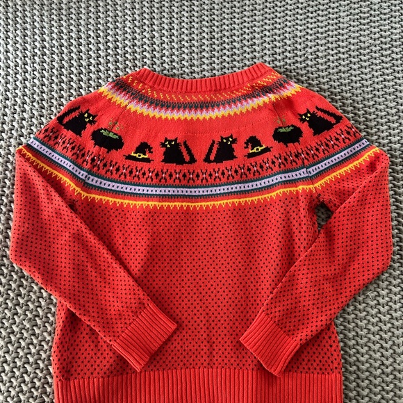 Modcloth orange Halloween cats cauldron witch Patterned Women's Cardigan - Picture 2 of 3